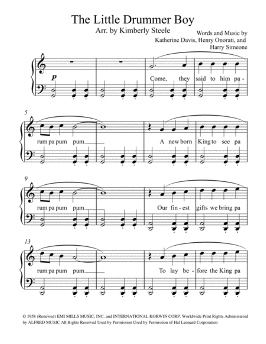 The Little Drummer Boy Voice scores gallery preview page 1