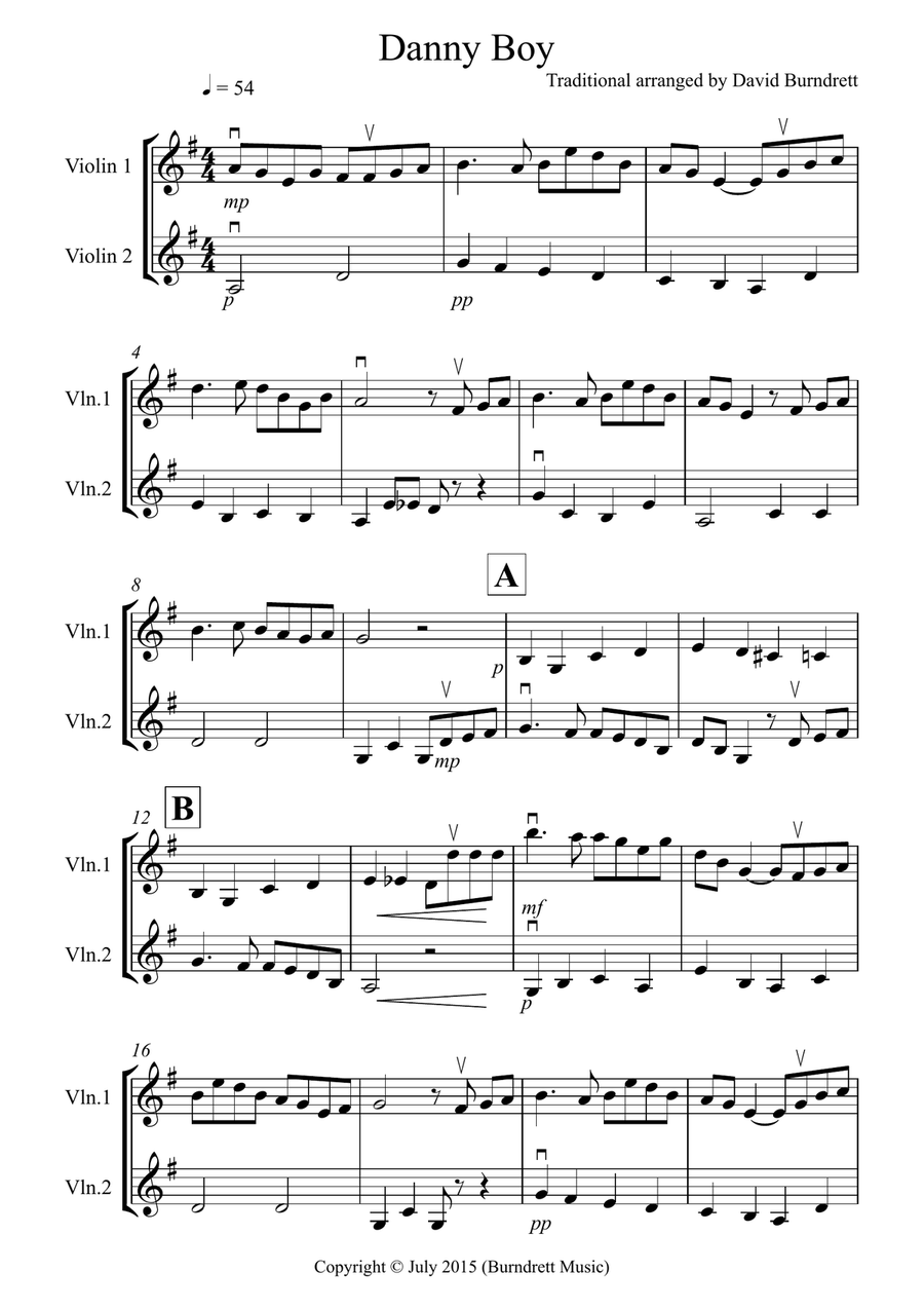 Danny Boy for Violin Duet String Duet scores gallery preview page 1