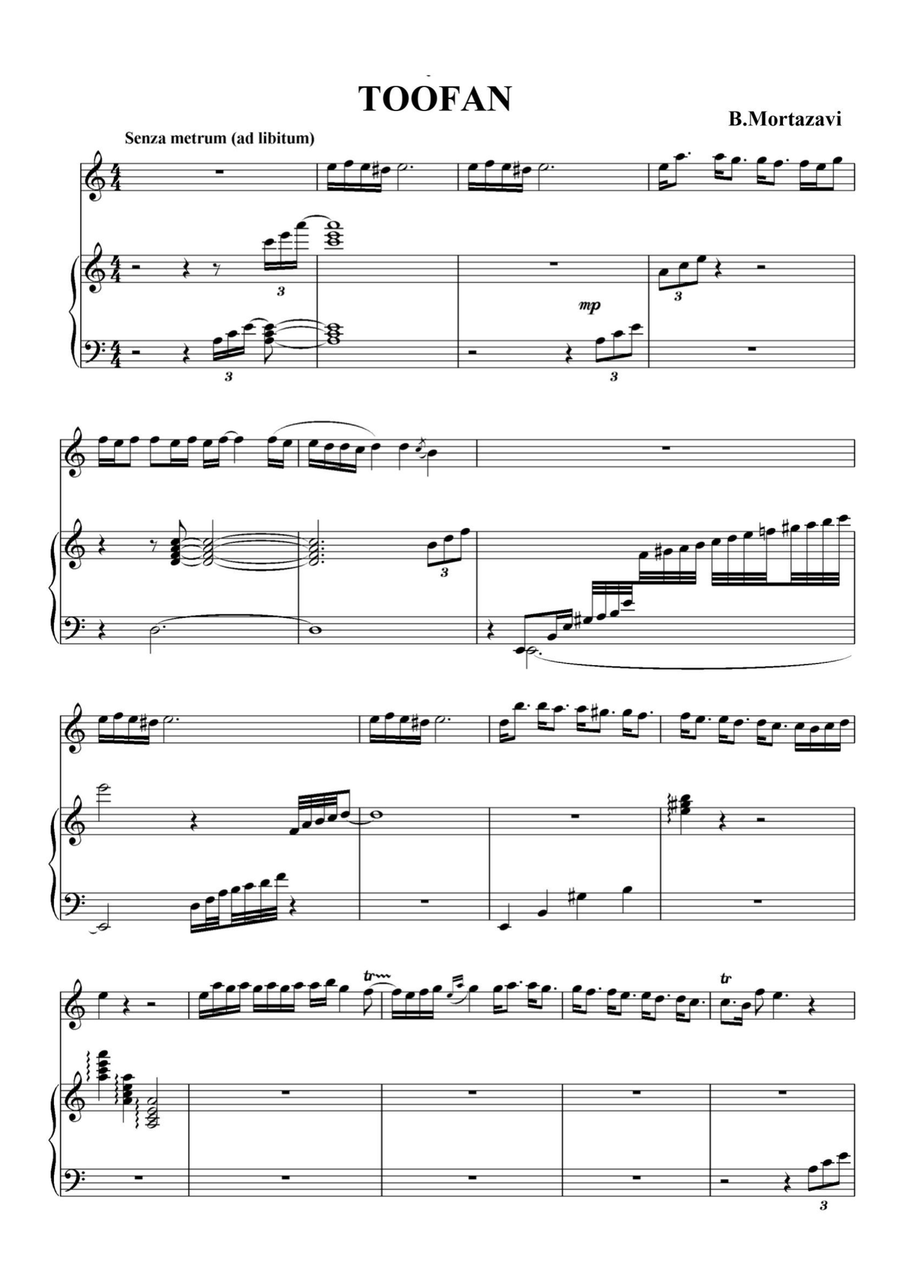 Bijan Mortazavi - Toofan Violin Solo scores gallery preview page 1