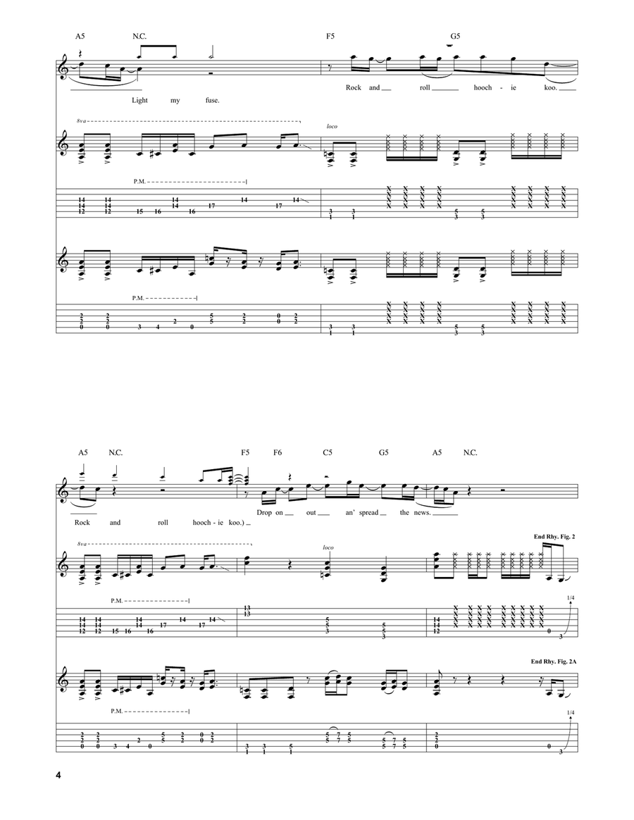 Rock And Roll Hoochie Koo Acoustic Guitar scores gallery preview page 4