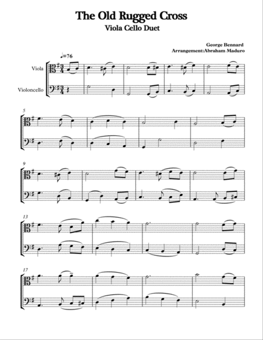 The Old Rugged Cross Viola-Cello Duet Two Tonalities String Duet scores gallery preview page 1