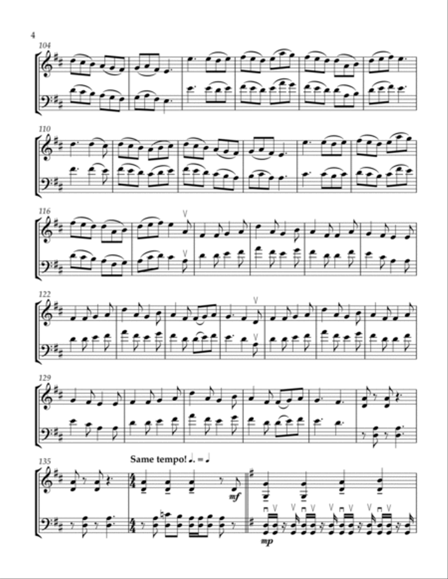 I Saw Three Ships - Traditional Tune Medley String Duet scores gallery preview page 5