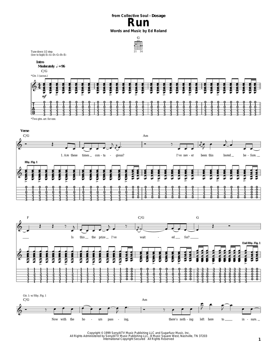 Run Acoustic Guitar scores gallery preview page 1