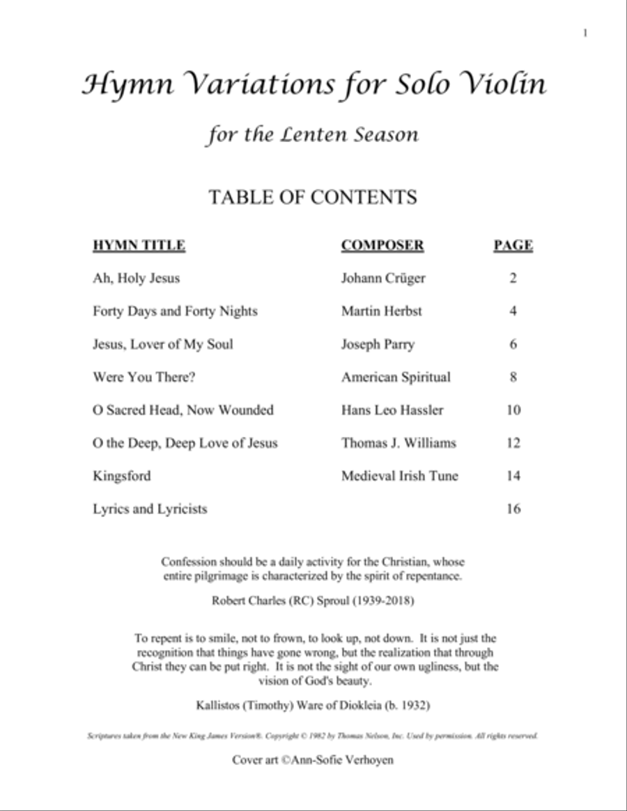 Variations on Lenten Hymns for Solo Violin Violin Solo scores gallery preview page 3