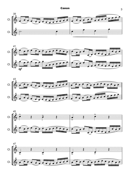 Pachelbel's Canon, Clarinet Duet (with optional bass part)