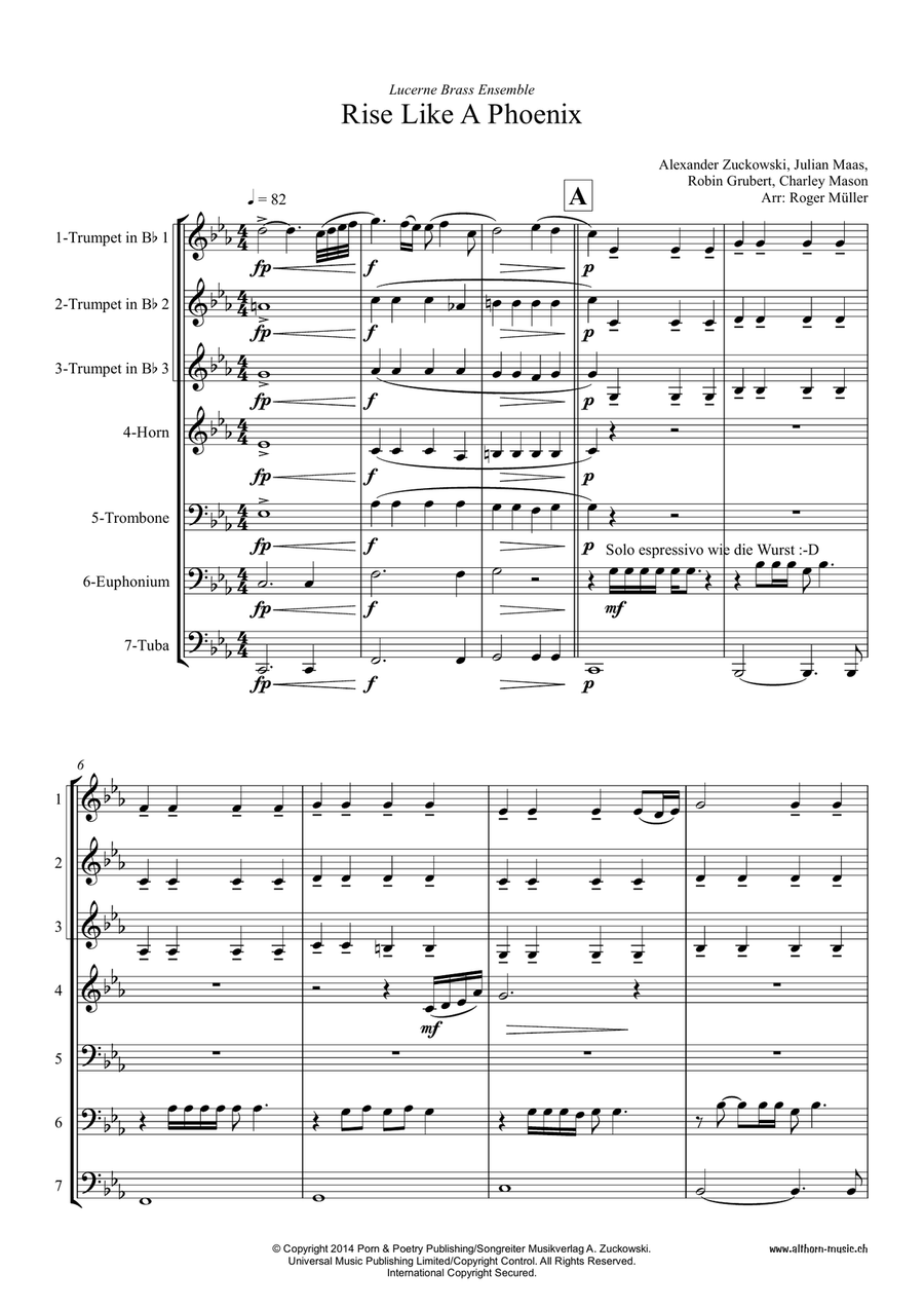 Rise Like A Phoenix Brass Ensemble scores gallery preview page 1