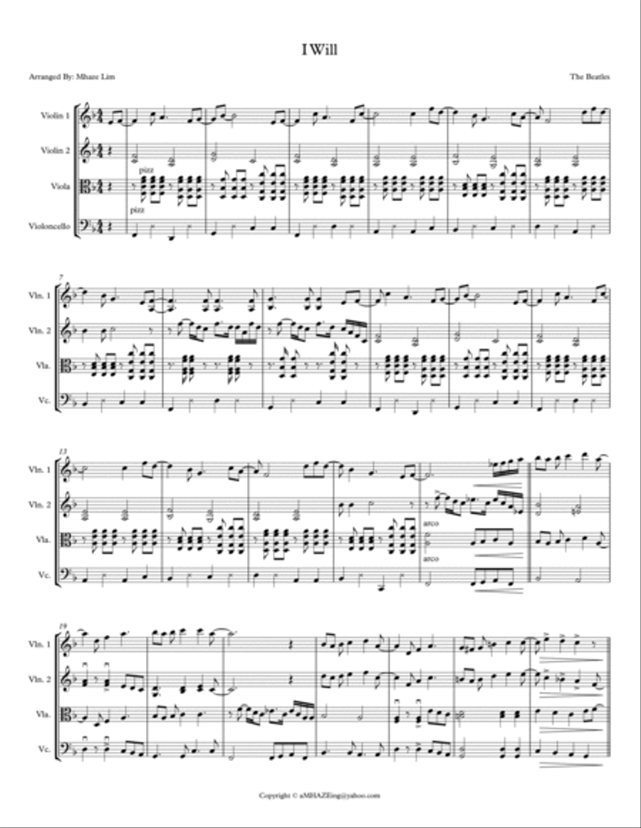 I Will String Quartet scores gallery preview page 2