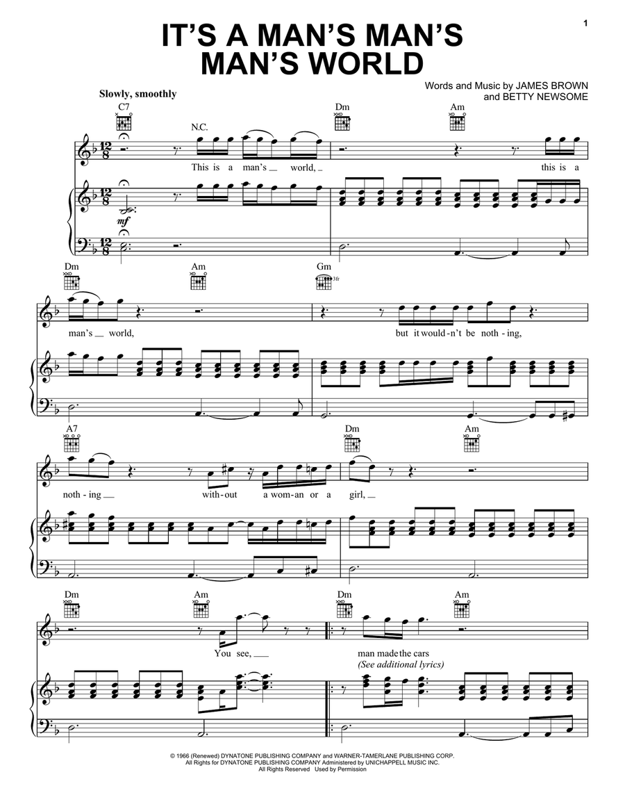 It's A Man's Man's Man's World Piano, Vocal, Guitar scores gallery preview page 1
