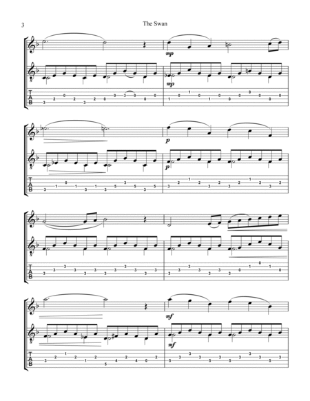 The Swan / Le cygne for violin or flute and easy guitar (+TAB) image number null
