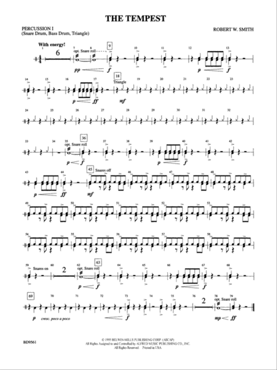 The Tempest: 1st Percussion Concert Band scores gallery preview page 1