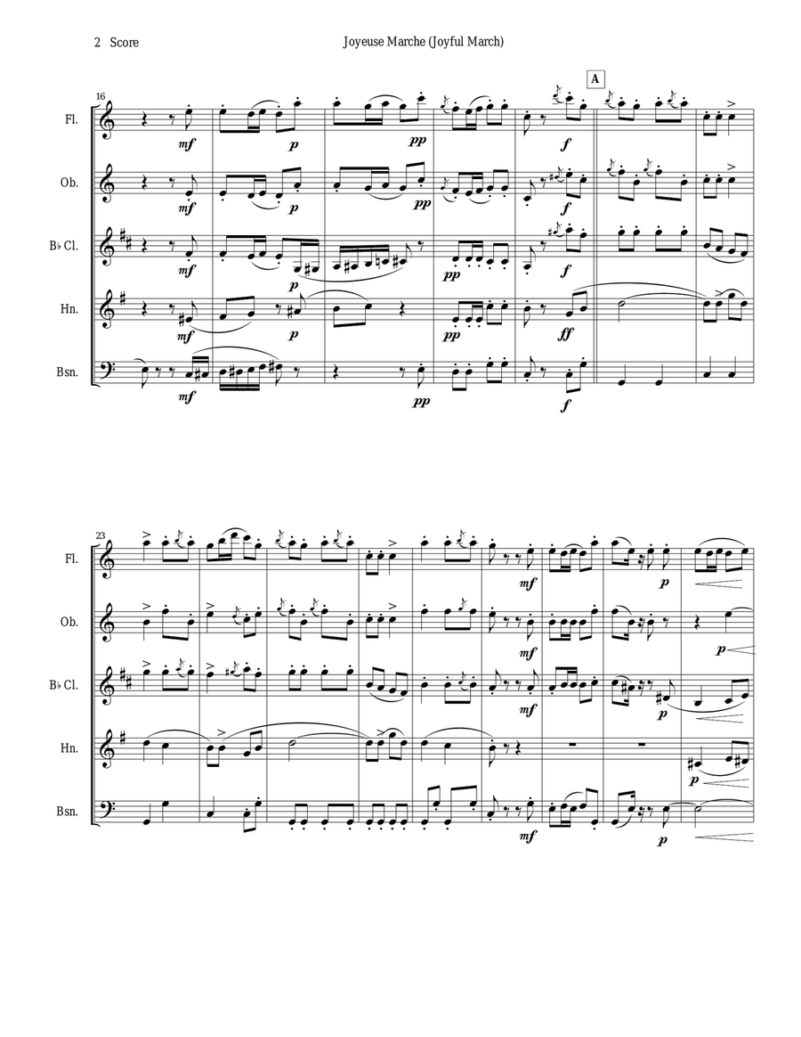 Joyful March set for woodwind quintet (Chabrier - Joyeuse Marche) Woodwind Quintet scores gallery preview page 2