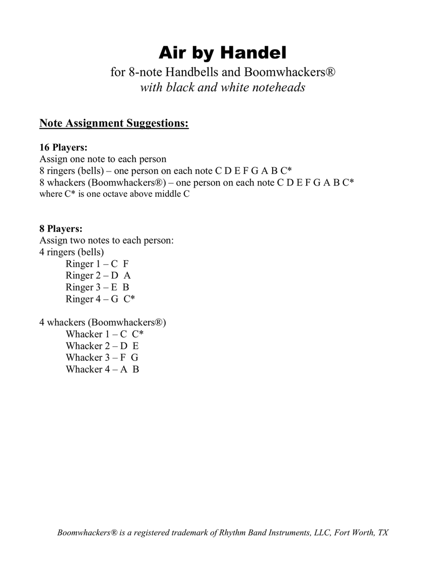 Air for 8-note Bells and Boomwhackers® (with Black and White Notes) Handbell Choir scores gallery preview page 3