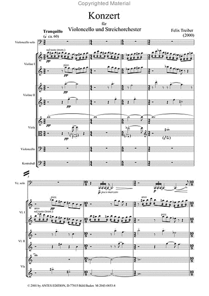 Konzert fur Violoncello und Streichorchester (2000)