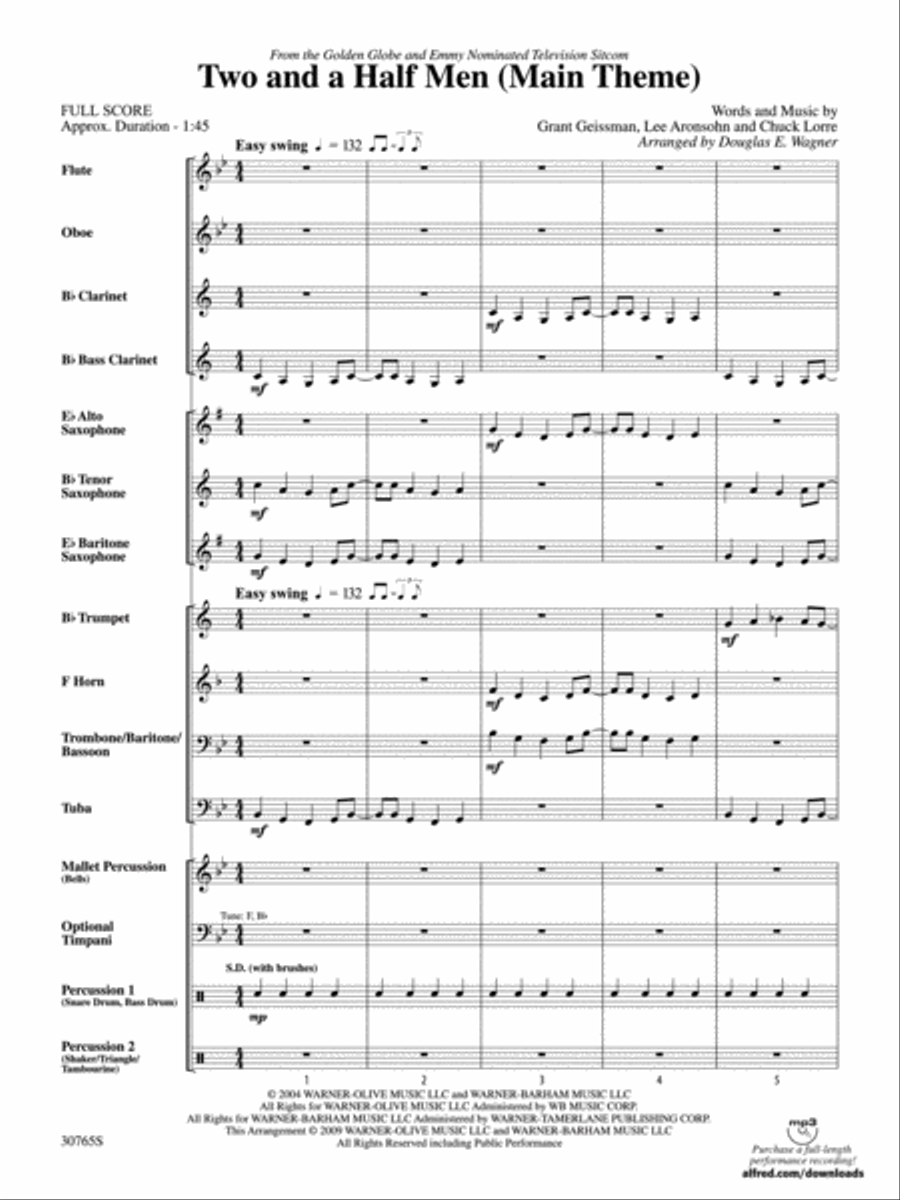 Two and a Half Men (Main Theme) Concert Band scores gallery preview page 2