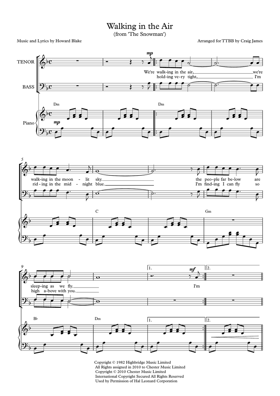 Walking In The Air Walking In The Air TTBB scores gallery preview page 1