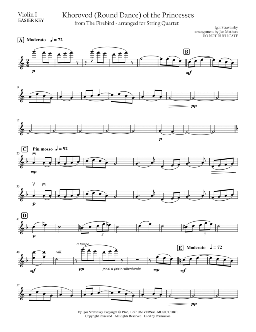 Firebird Suite String Quartet scores gallery preview page 1