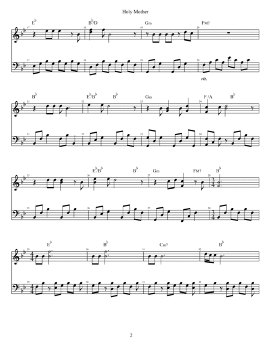 Holy Mother Piano Solo scores gallery preview page 2