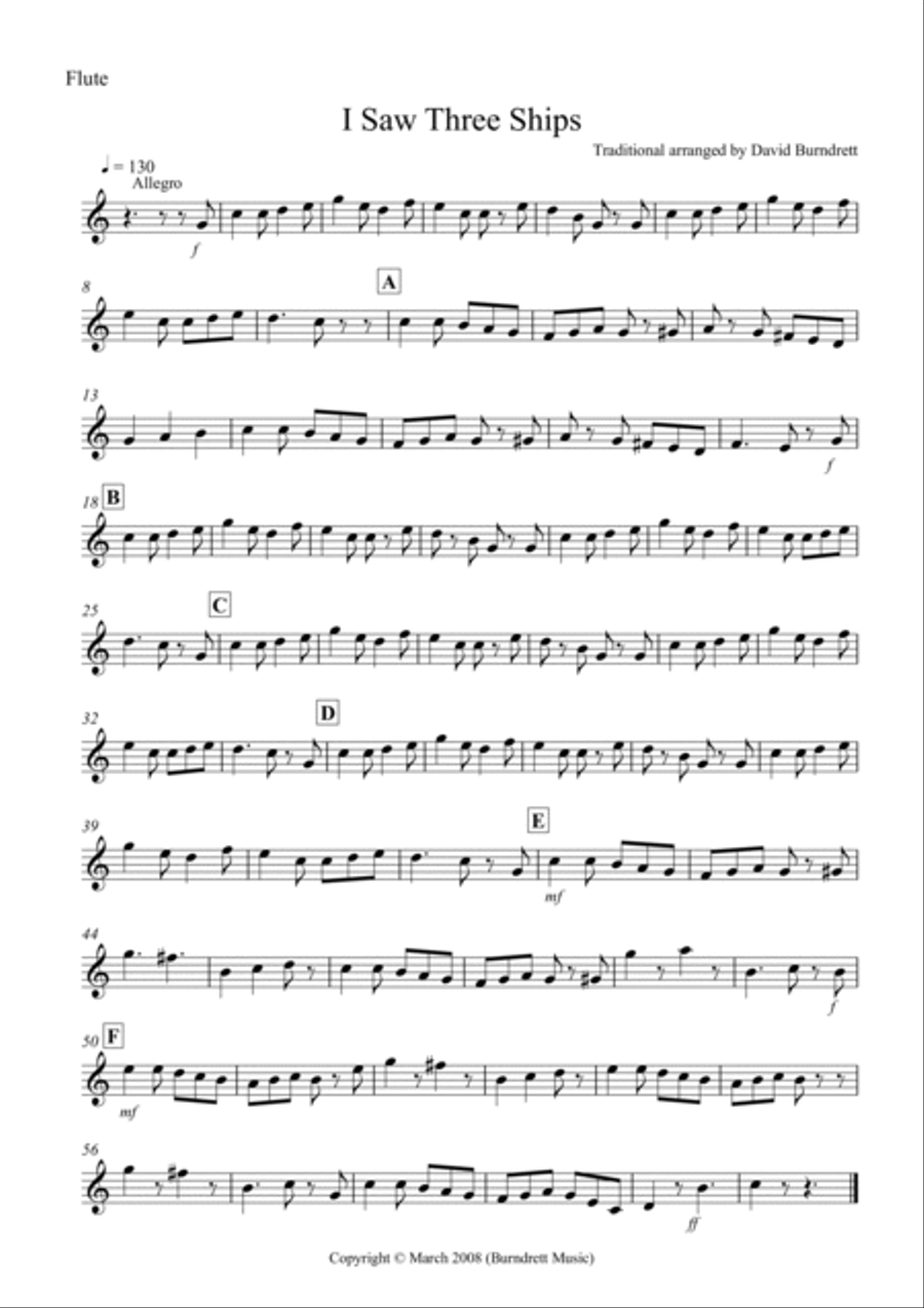 I Saw Three Ships for Wind Trio Woodwind Trio scores gallery preview page 3