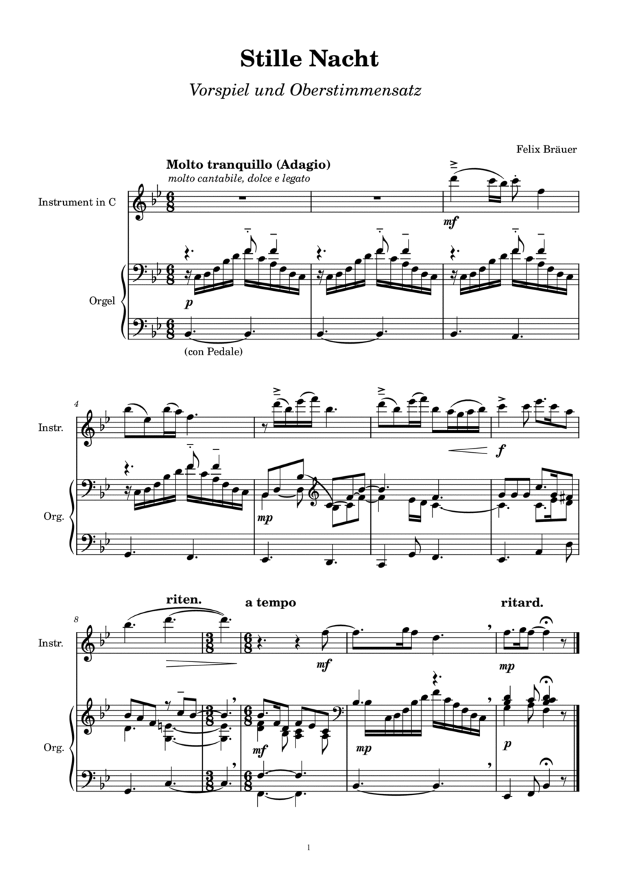 Book cover for "Stille Nacht" Vorspiel und Oberstimme Satz (Hohes Instrument)
