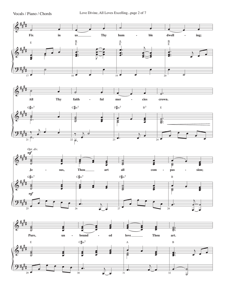 Love Divine, All Loves Excelling--Vocals / Piano / Chords package Piano, Vocal scores gallery preview page 2