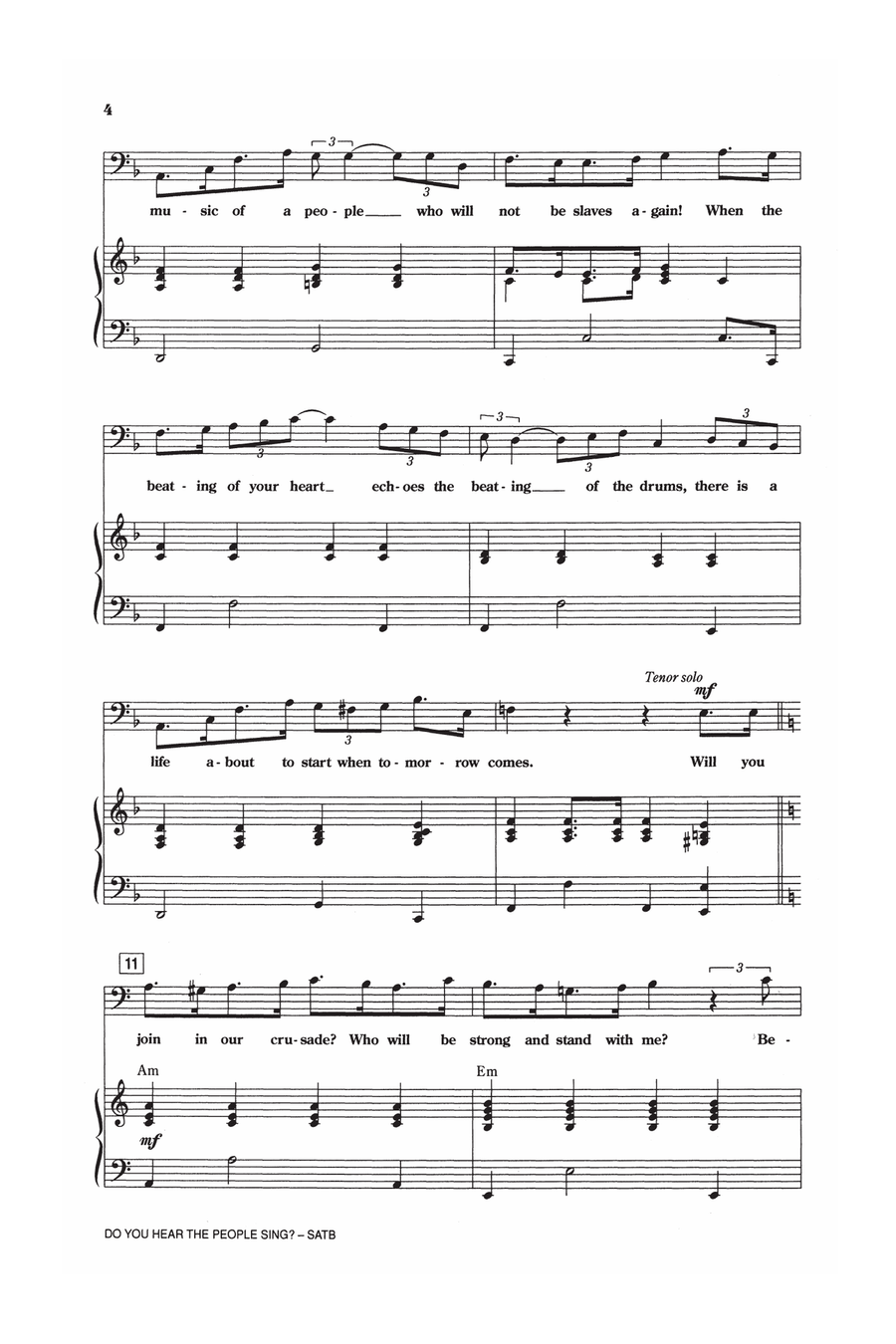 Do You Hear The People Sing? (from Les Miserables) (arr. Ed Lojeski) 4-Part scores gallery preview page 2