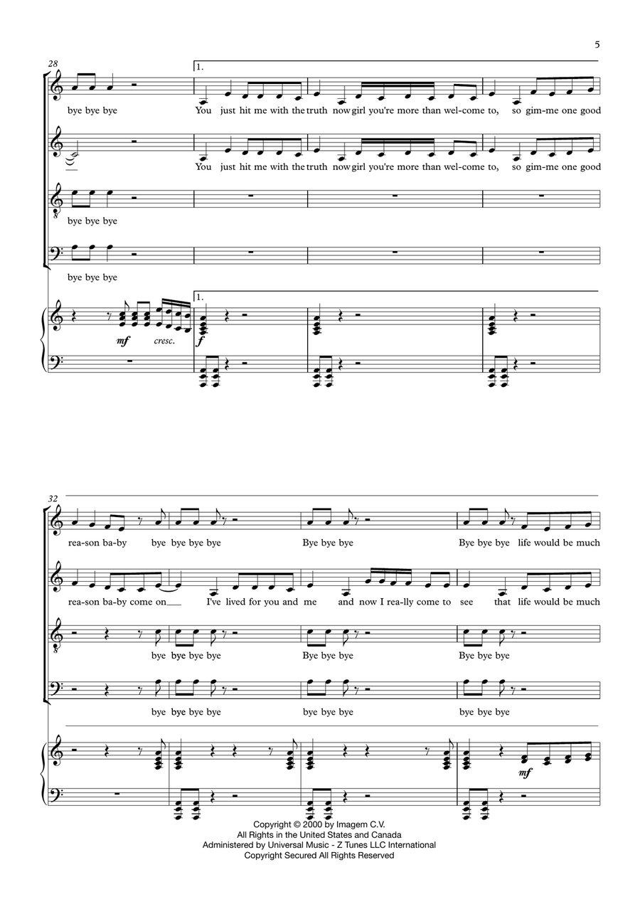 Bye Bye Bye 4-Part scores gallery preview page 5