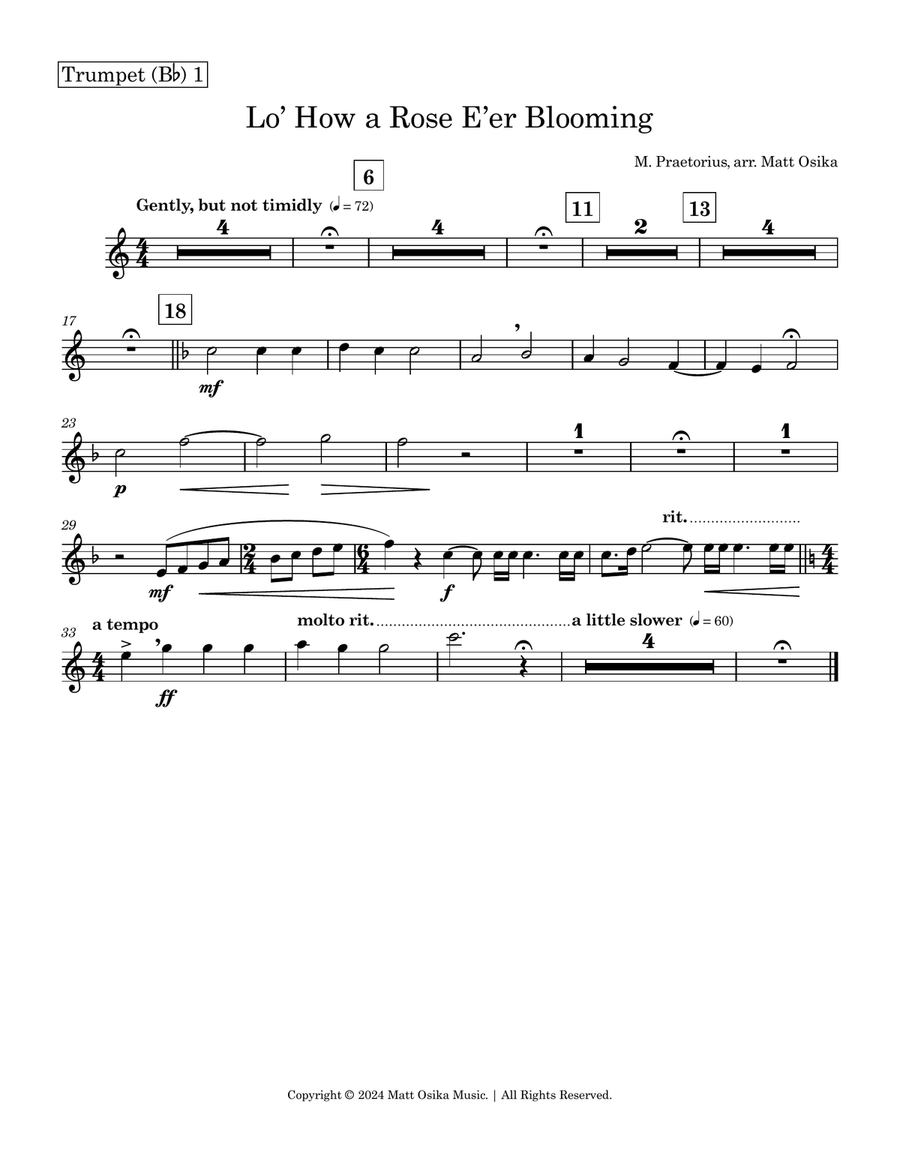 Lo, How a Rose E'er Blooming Brass Ensemble scores gallery preview page 6