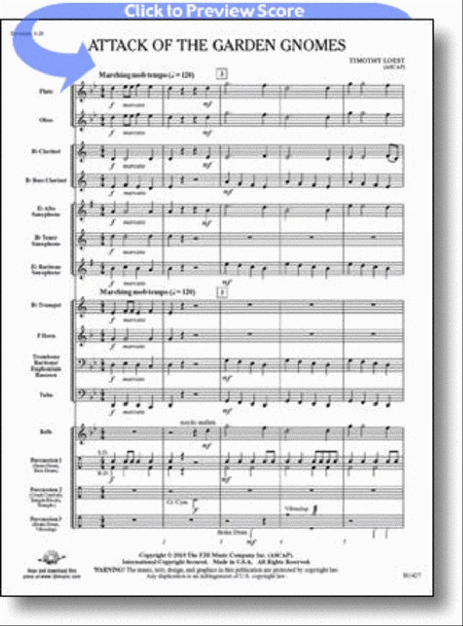 Attack of the Garden Gnomes Concert Band scores gallery preview page 1