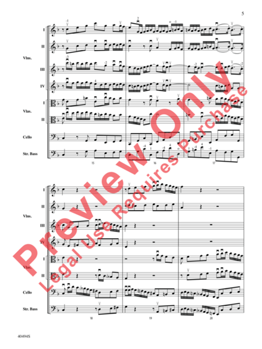 Brandenburg Concerto No. 1 in F Major String Orchestra scores gallery preview page 6