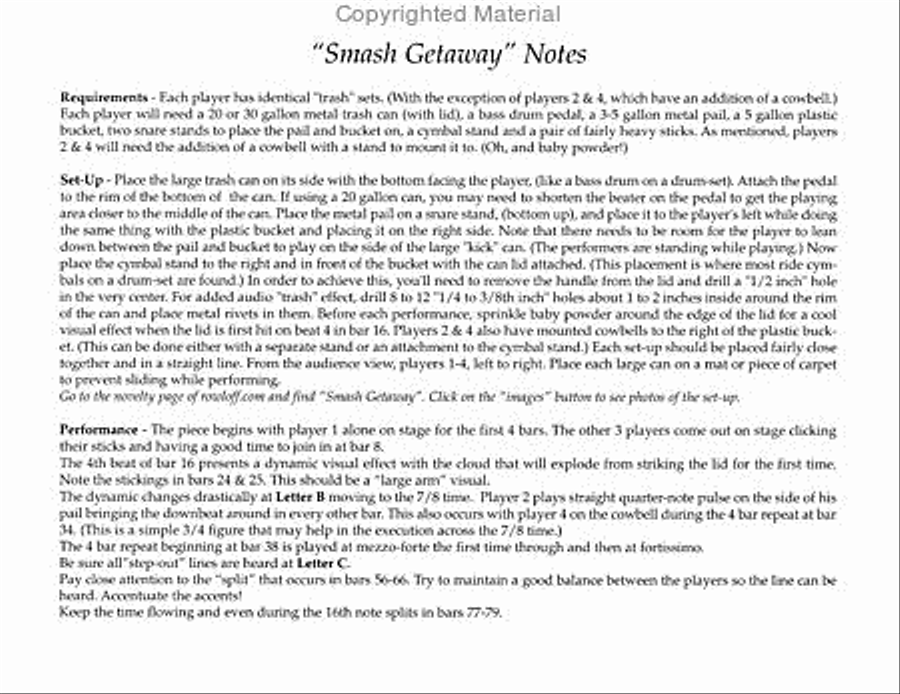 Smash Getaway Smash Getaway Percussion Ensemble scores gallery preview page 2