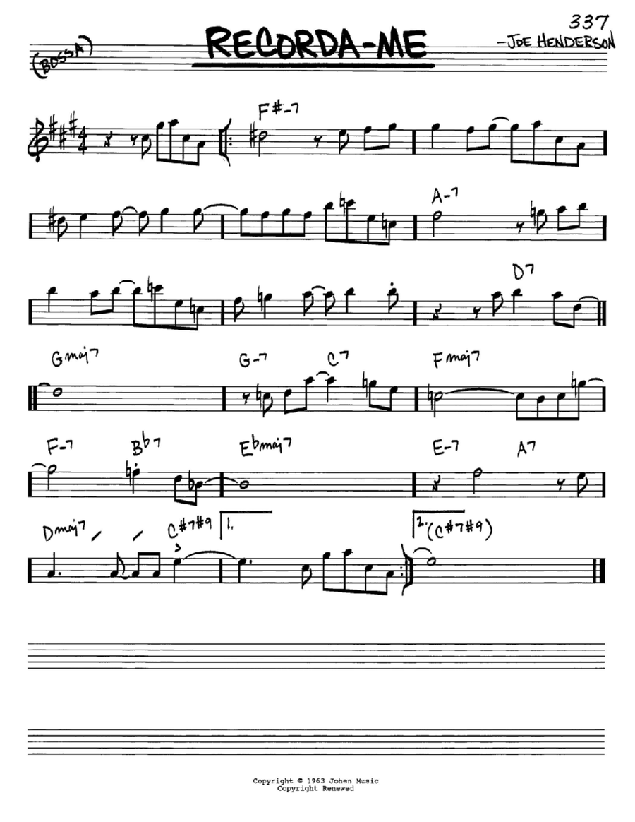Recorda Me E-Flat Instrument scores gallery preview page 1