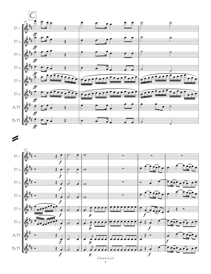 Glory to God from The Messiah for Flute Choir Flute Choir scores gallery preview page 6