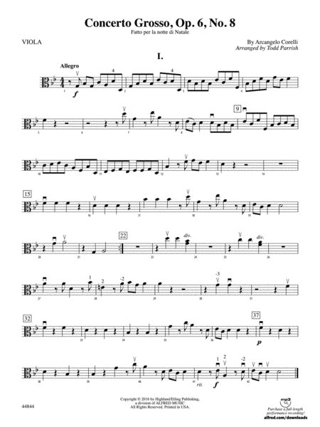 Concerto Grosso, Op. 6, No. 8: Viola