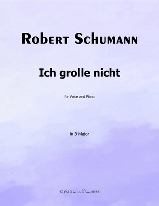 Book cover for Ich grolle nicht, by Schumann, in B Major