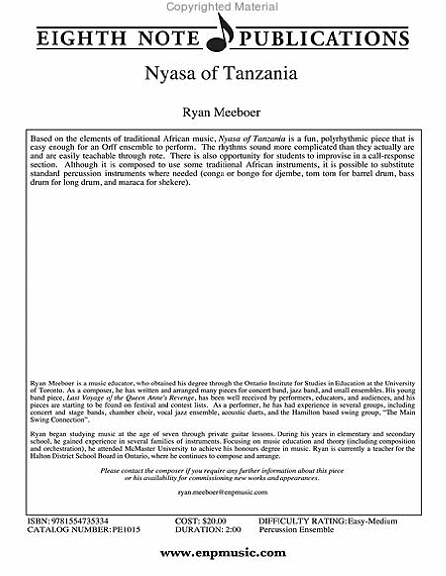 Nyasa of Tanzania Percussion Ensemble scores gallery preview page 2