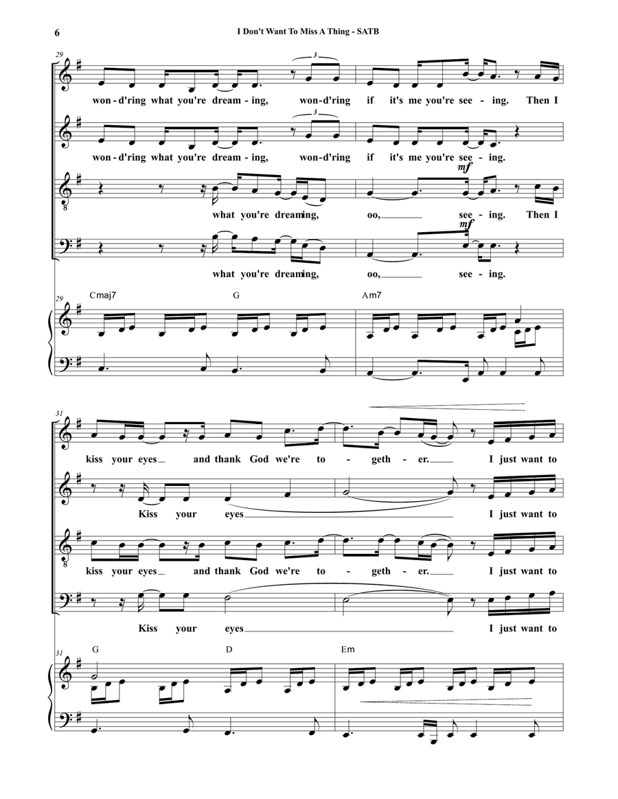 I Don't Want To Miss A Thing 4-Part scores gallery preview page 6
