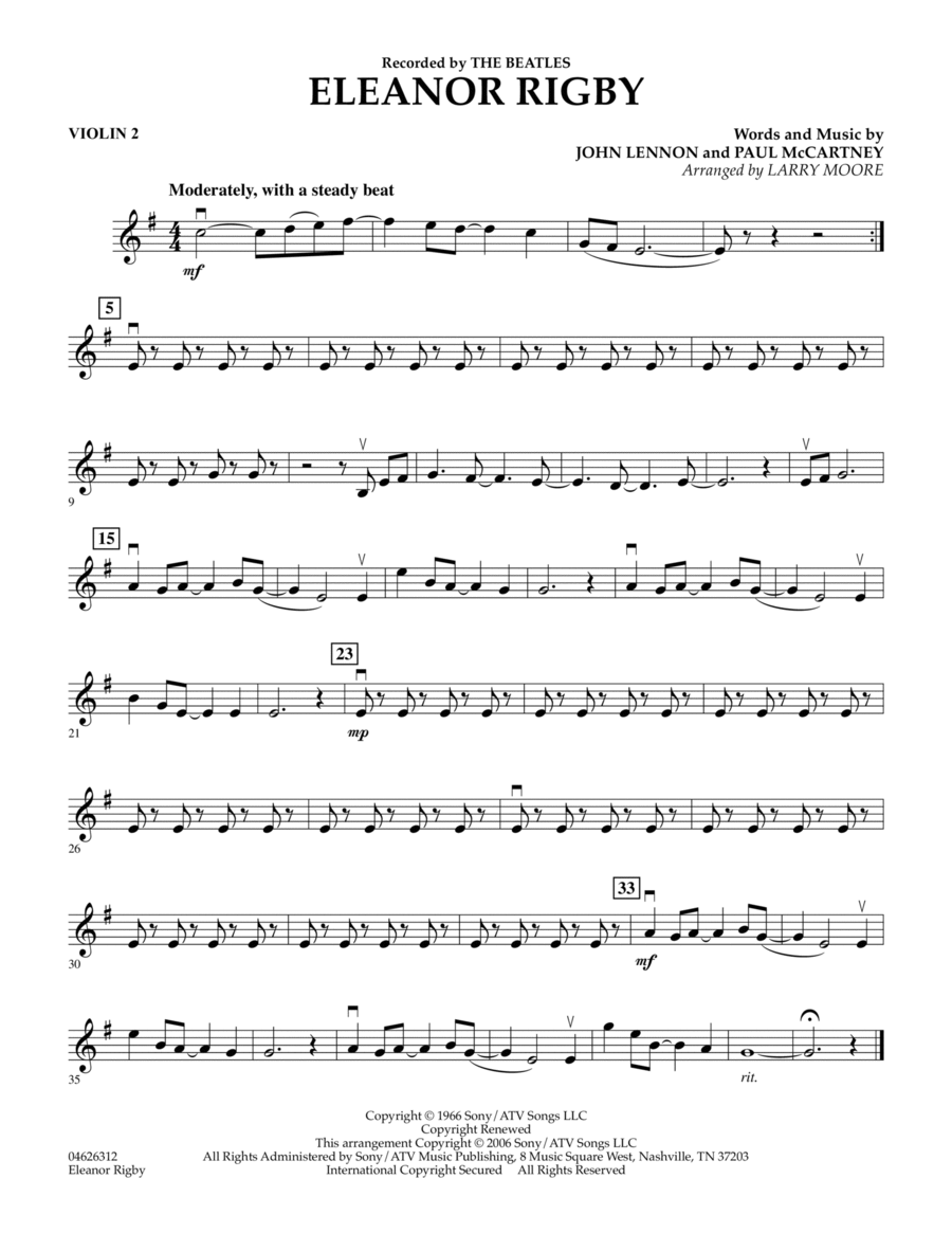 Eleanor Rigby - Violin 2 Orchestra scores gallery preview page 1