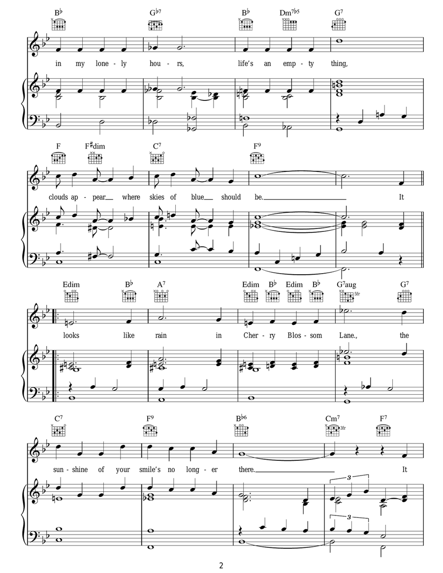 It Looks Like Rain In Cherry Blossom Lane Guitar scores gallery preview page 2