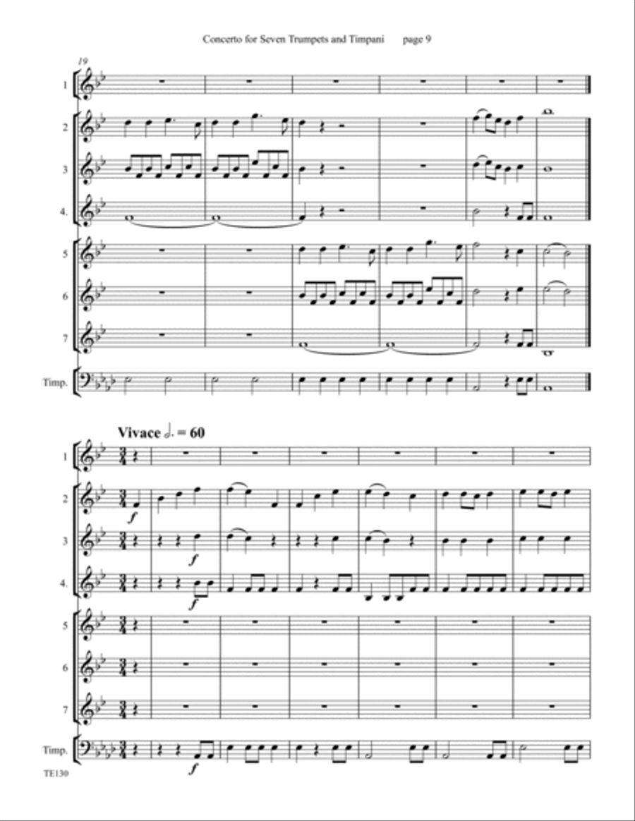 Concerto for Seven Trumpets and Timpani for Trumpet Ensemble (two complete editions, Ab & F concert) Chamber Music scores gallery preview page 4