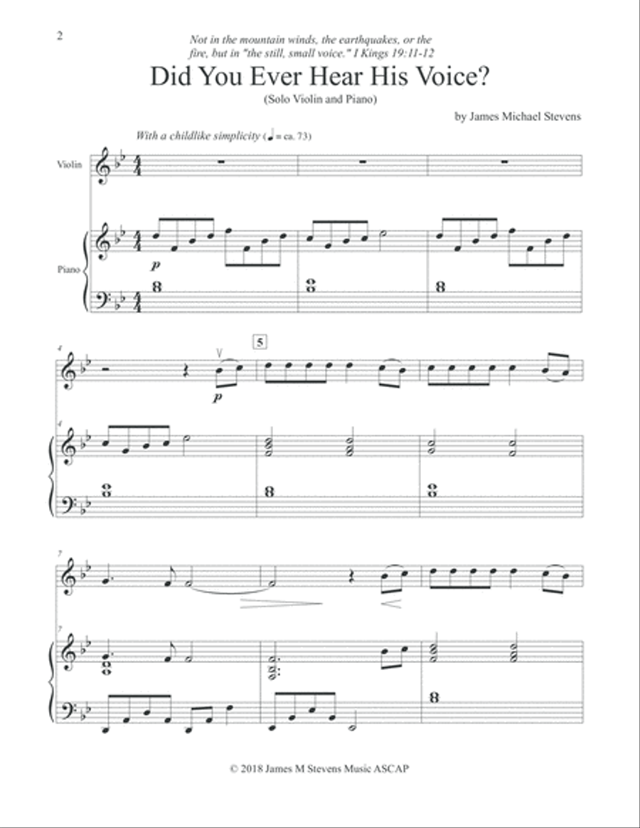 Did You Ever Hear His Voice - Vioin & Piano Violin Solo scores gallery preview page 2
