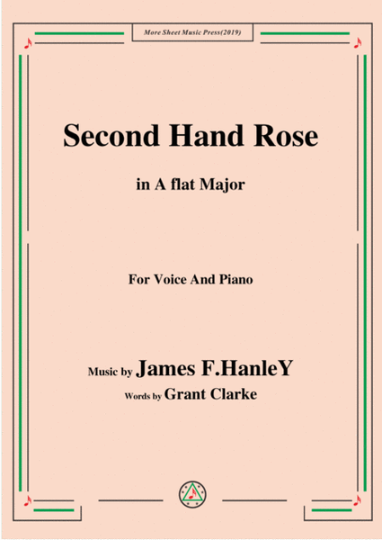 James F. HanleY-Second Hand Rose,in A flat Major,for Voice&Piano image number null