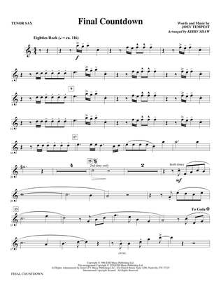 Final Countdown (arr. Kirby Shaw) - Bb Tenor Saxophone