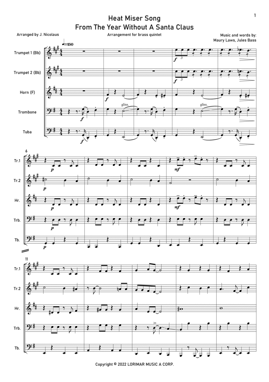 Heat Miser Heat Miser Brass Quintet scores gallery preview page 1