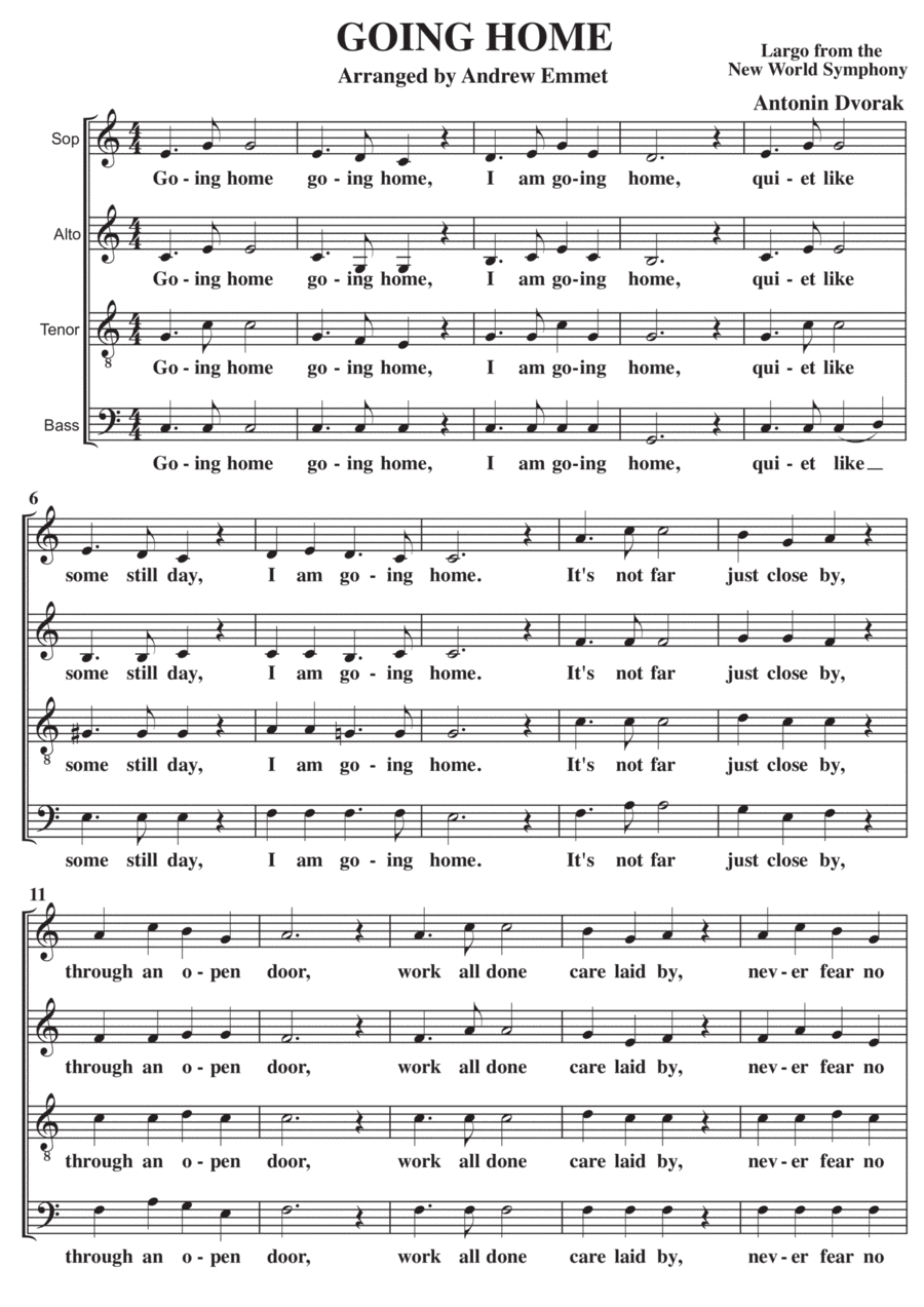 Going Home A Cappella SATB 4-Part scores gallery preview page 1