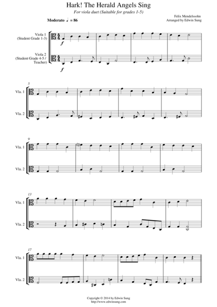 Hark! The Herald Angels Sing (for viola duet, suitable for grades 1-5) image number null