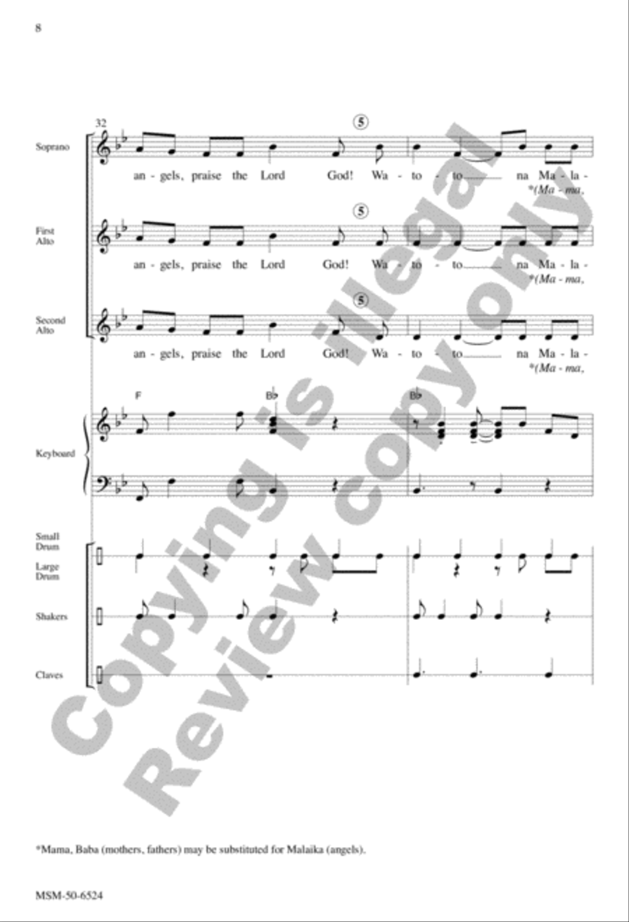 Watoto na Malaika (Children and Angels, Rejoice) SSA scores gallery preview page 8
