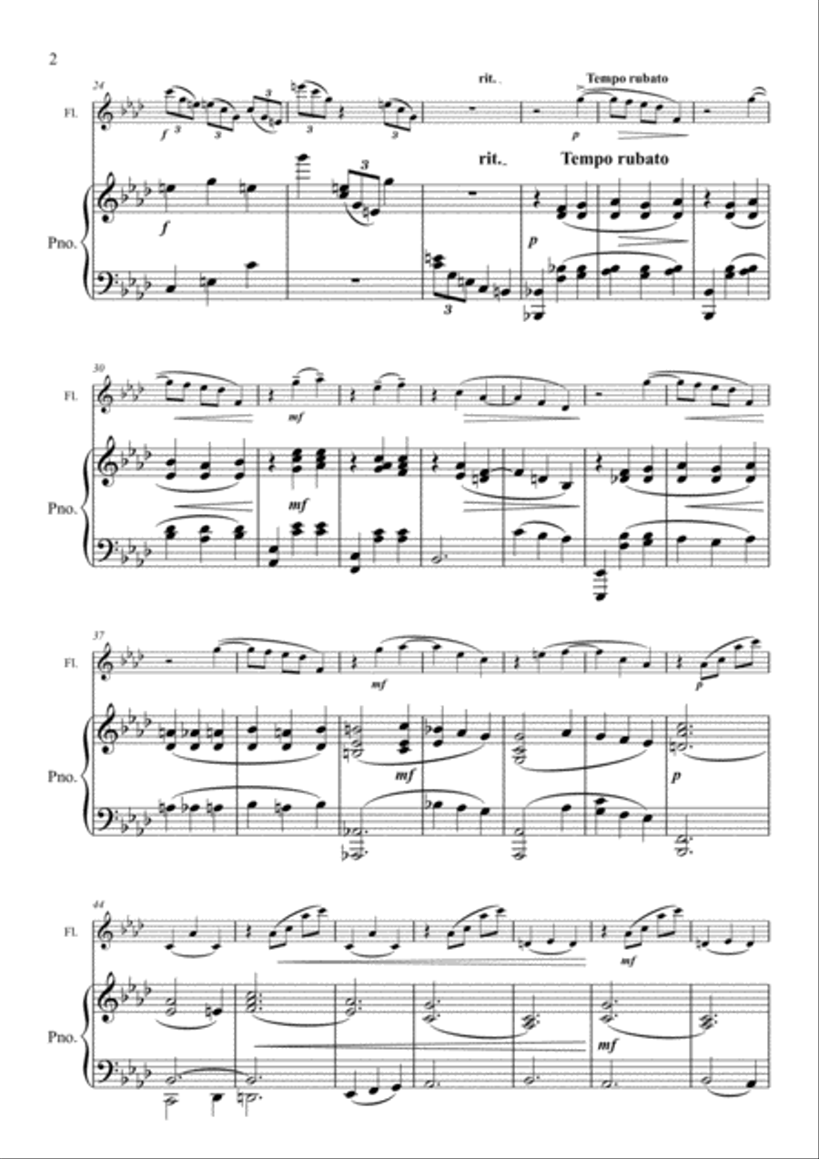 Valse Romantique Arrangement for flute and piano Flute Solo scores gallery preview page 3