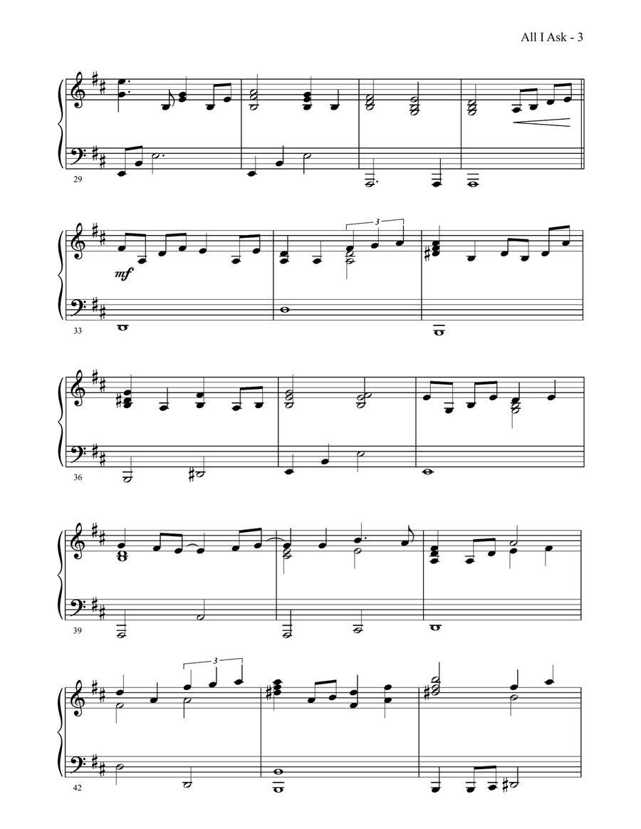 All I Ask Piano Solo scores gallery preview page 3
