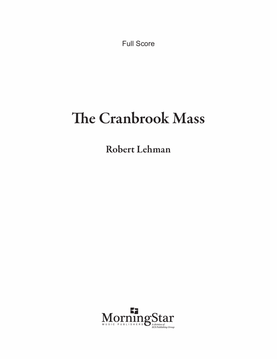 The Cranbrook Mass The Cranbrook Mass Choir scores gallery preview page 1