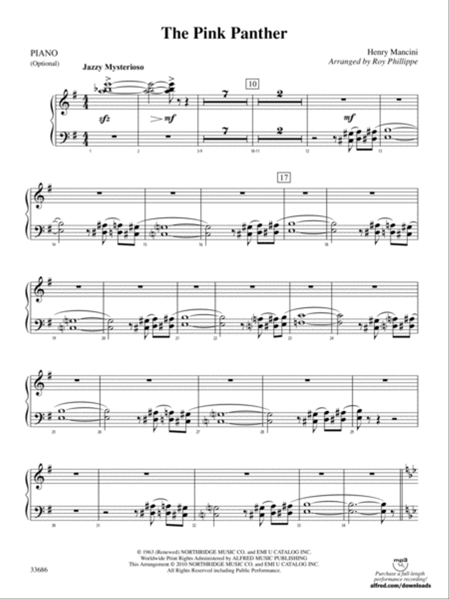 The Pink Panther: Piano Accompaniment Full Orchestra scores gallery preview page 1